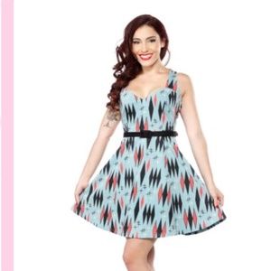 Sourpuss blue diamond vintage pinup dress